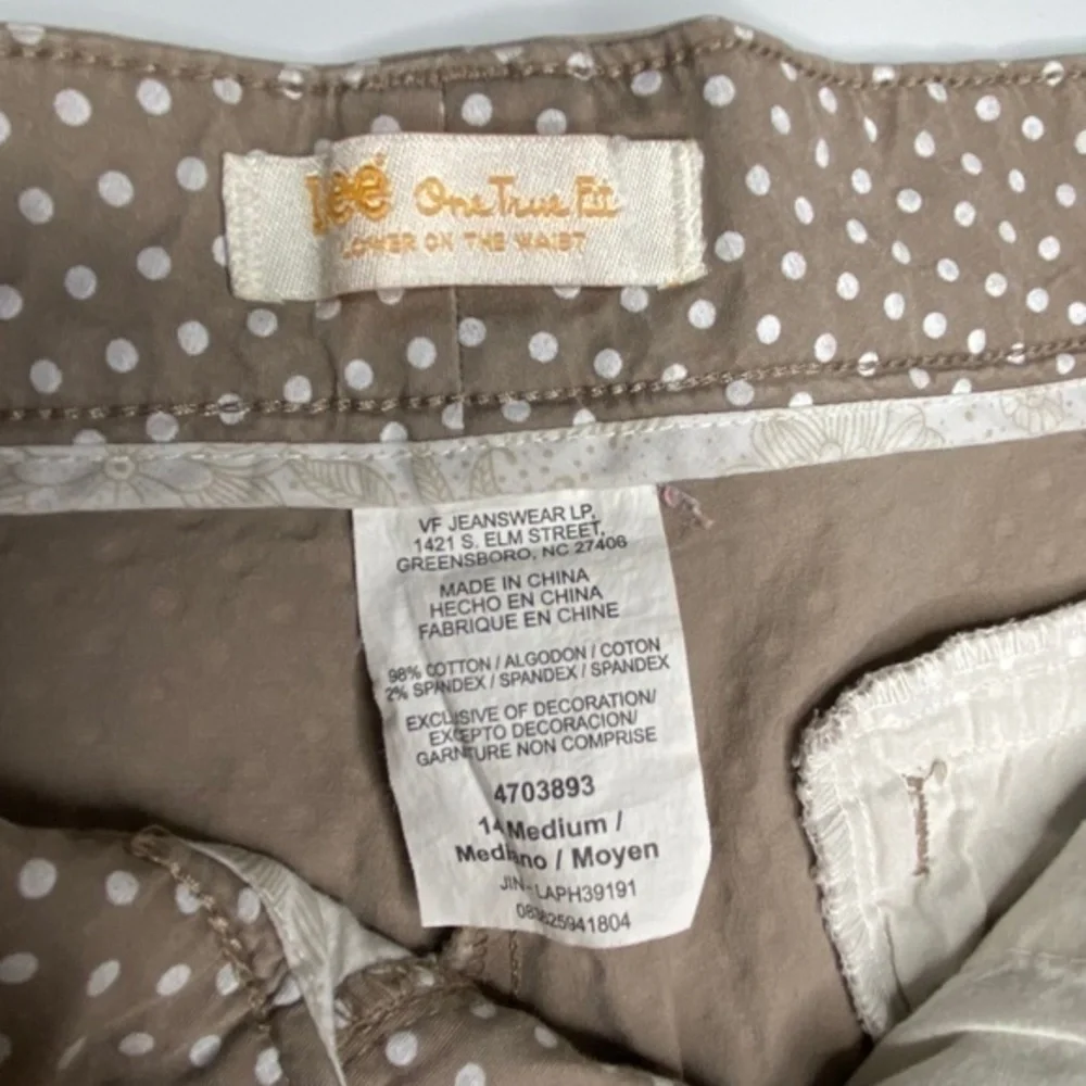Lee Shorts One True Fit Lower On The Waist Size 14 Polka Dot‎ Tan White Bermuda